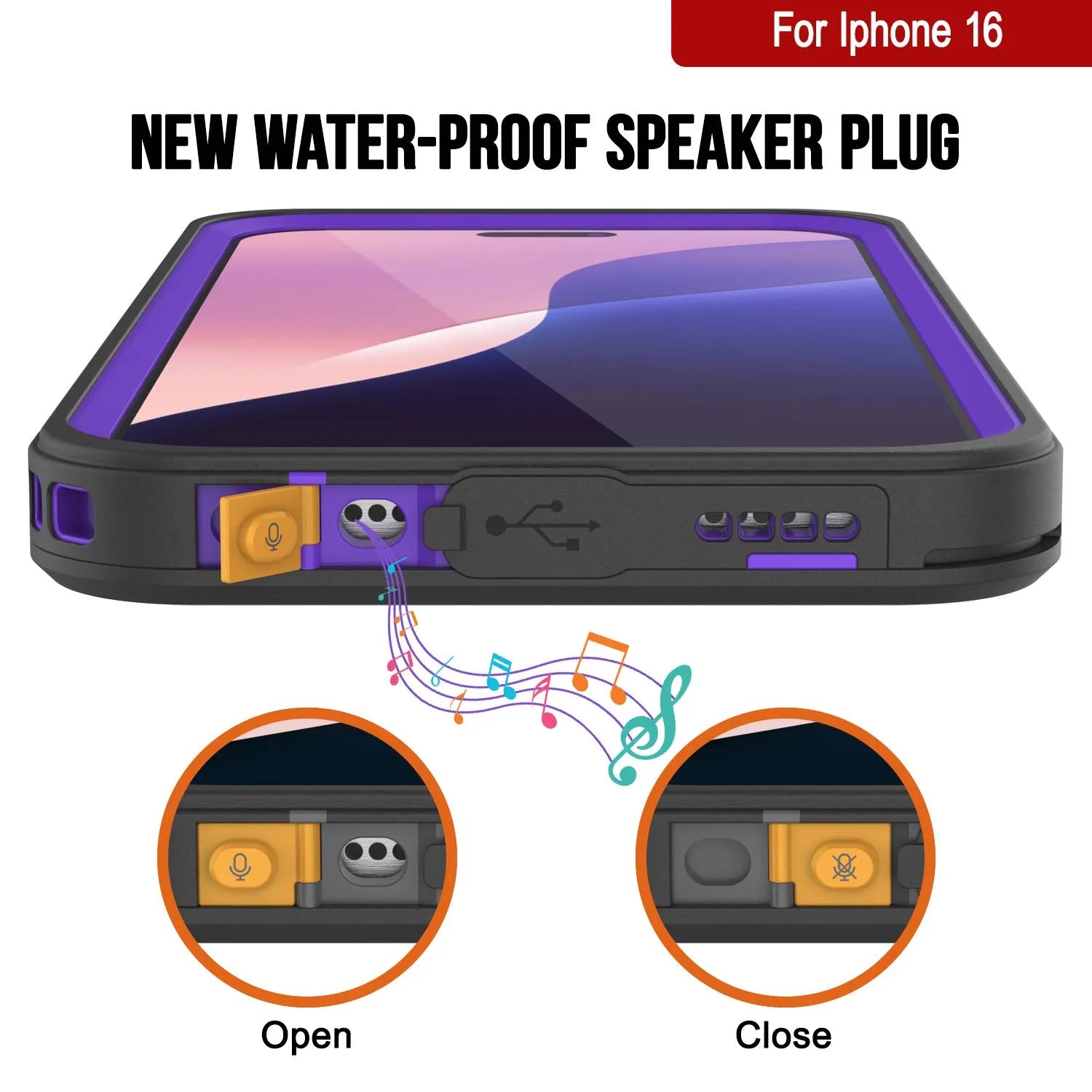 iPhone 16  Waterproof Case, Punkcase [Extreme Mag Series] Armor Cover W/ Built In Screen Protector [Purple]