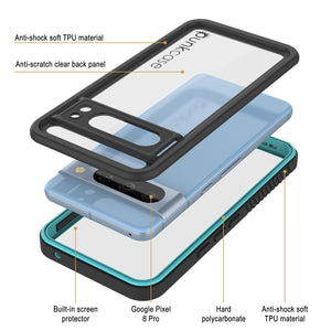 Google Pixel 9 Pro Waterproof Case, Punkcase [Extreme Series] Armor Cover W/ Built In Screen Protector [Teal]