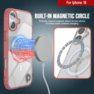 Punkcase iPhone 16 Magnetic Wireless Charging Case [ClearMag Series][Red]