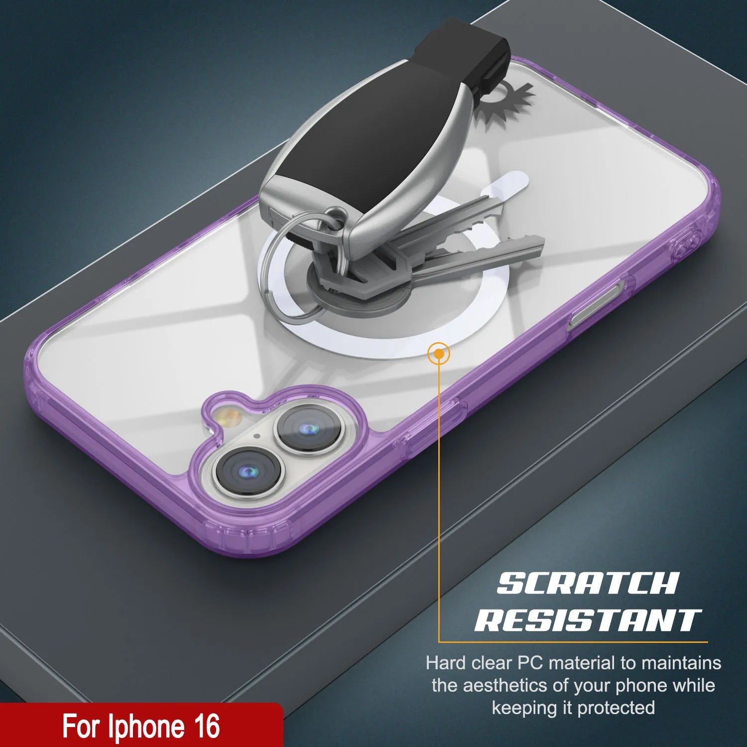 Punkcase iPhone 16 Magnetic Wireless Charging Case [ClearMag Series][Purple]