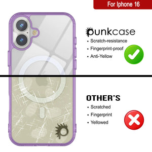 Punkcase iPhone 16 Magnetic Wireless Charging Case [ClearMag Series][Purple]