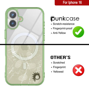 Punkcase iPhone 16 Magnetic Wireless Charging Case [ClearMag Series][Green]