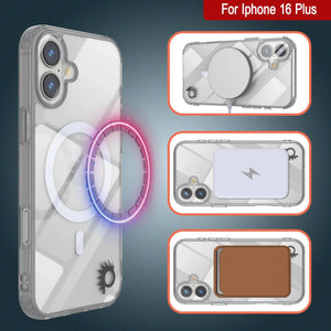 Punkcase iPhone 16 Plus Magnetic Wireless Charging Case [ClearMag Series][Silver]