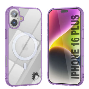 Punkcase iPhone 16 Plus Magnetic Wireless Charging Case [ClearMag Series][Purple]