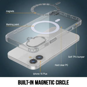 Punkcase iPhone 16 Plus Magnetic Wireless Charging Case [ClearMag Series][Clear]