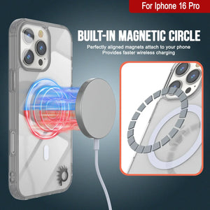 Punkcase iPhone 16 Pro Magnetic Wireless Charging Case [ClearMag Series][Silver]