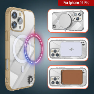 Punkcase iPhone 16 Pro Magnetic Wireless Charging Case [ClearMag Series][Gold]