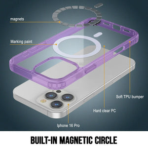 Punkcase iPhone 16 Pro Magnetic Wireless Charging Case [ClearMag Series][Purple]