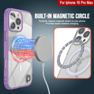 Punkcase iPhone 16 Pro Max Magnetic Wireless Charging Case [ClearMag Series][Purple]