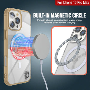 Punkcase iPhone 16 Pro Max Magnetic Wireless Charging Case [ClearMag Series][Gold]