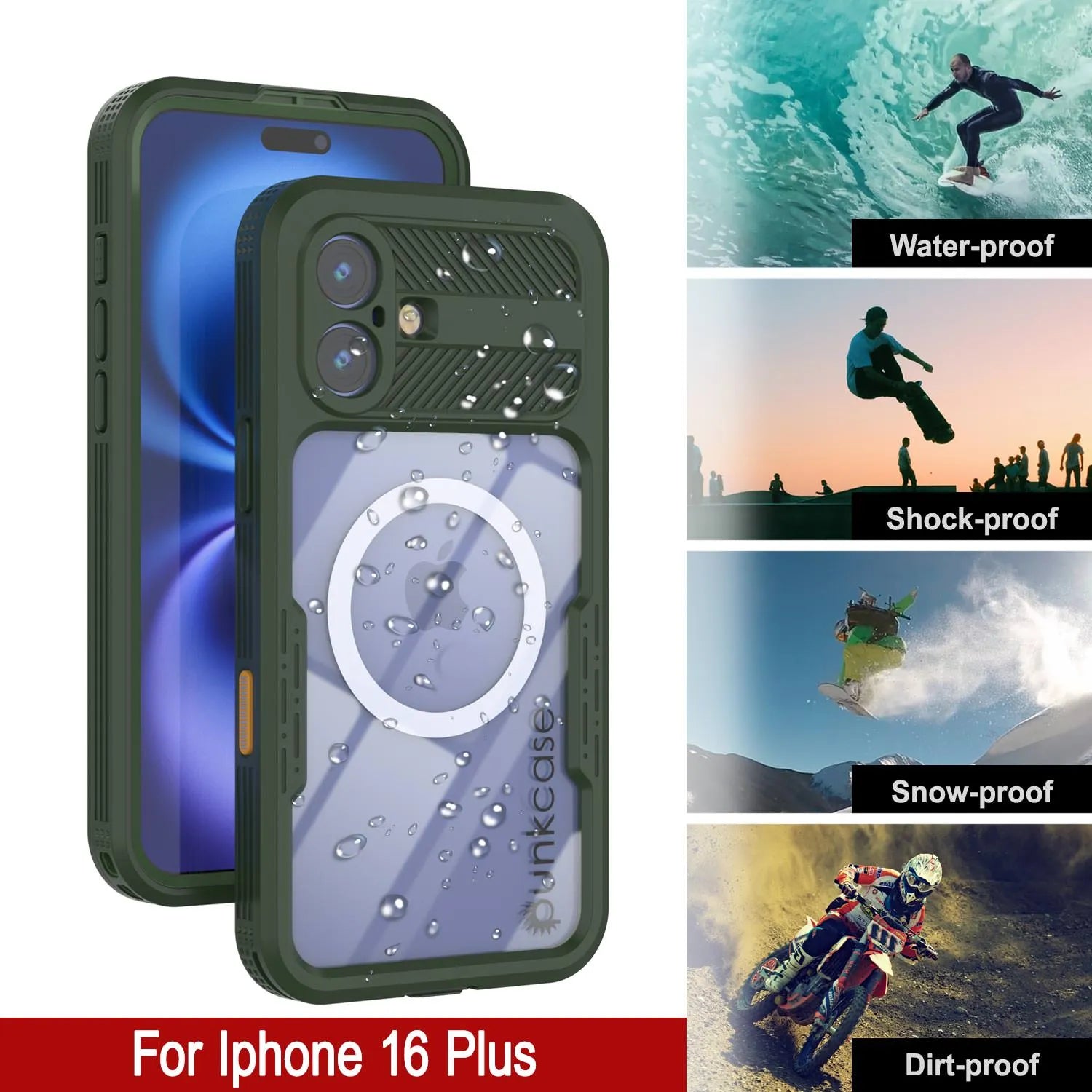 iPhone 16 Plus Waterproof Case [Alpine 2.0 Series] [Slim Fit] [IP68 Certified] [Shockproof] [Light Green]