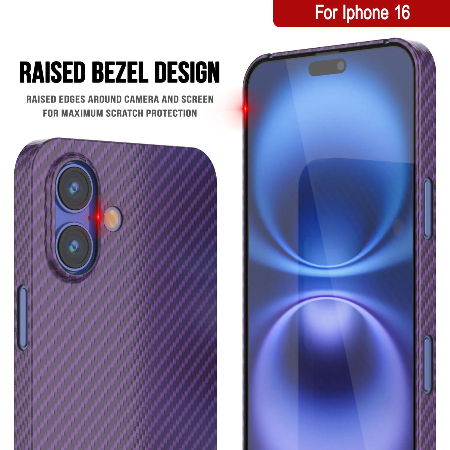 Punkcase iPhone 16 Carbon Fiber Case [AramidShield Series] Ultra Slim & Light Kevlar [Purple]