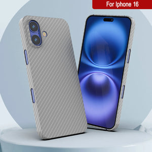 Punkcase iPhone 16 Carbon Fiber Case [AramidShield Series] Ultra Slim & Light Kevlar [White]