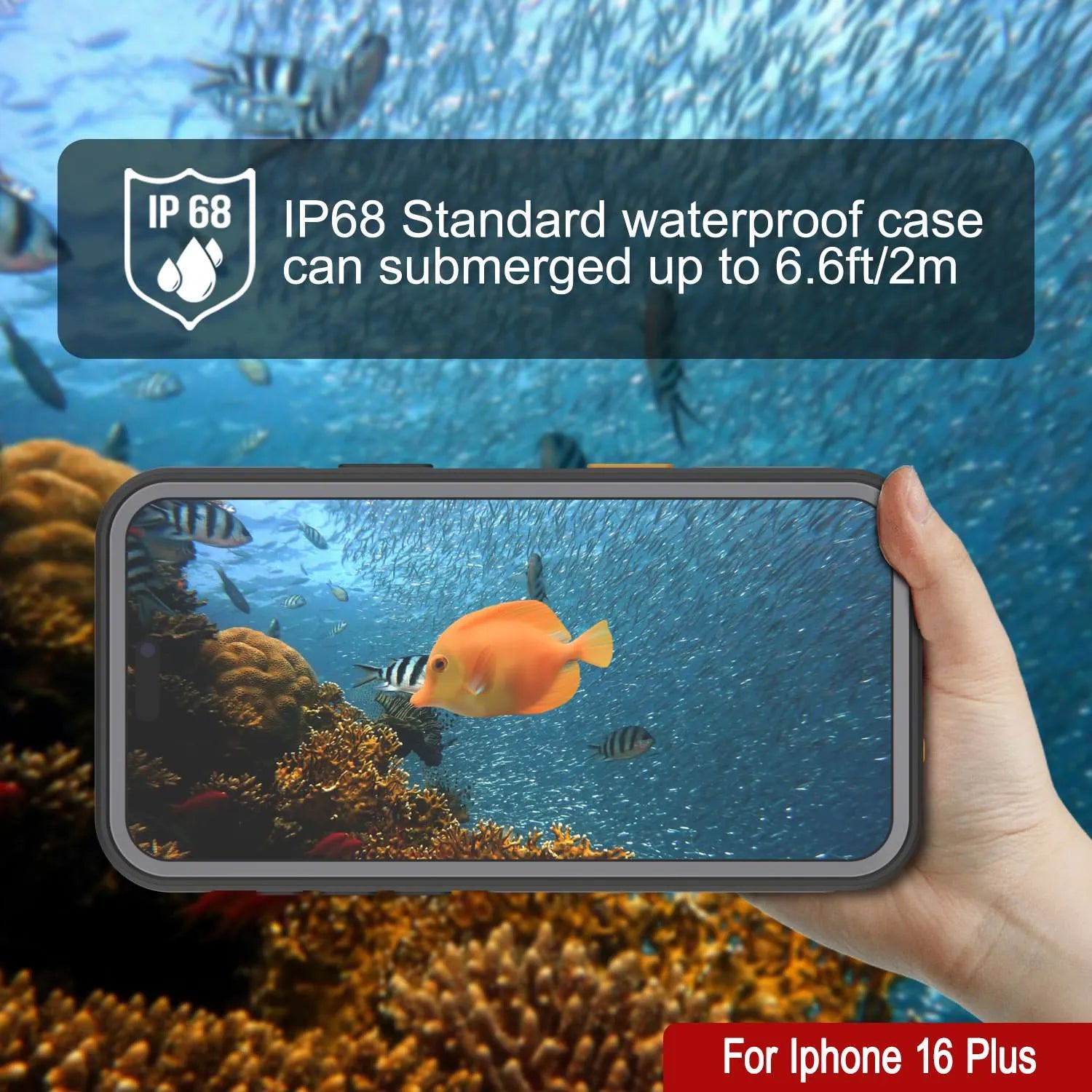 iPhone 16 Plus Waterproof Case [Kickstud 2.0 Series] Protective IP68 Cover W/Screen Protector & Kickstand [Grey]