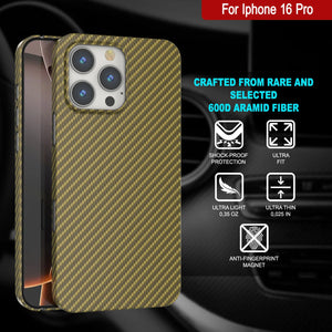 Punkcase iPhone 16 Pro Carbon Fiber Case [AramidShield Series] Ultra Slim & Light Kevlar [Rose]