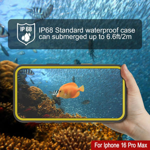 iPhone 16 Pro Max Waterproof Case [Kickstud 2.0 Series] Protective IP68 Cover W/Screen Protector & Kickstand (Yellow)