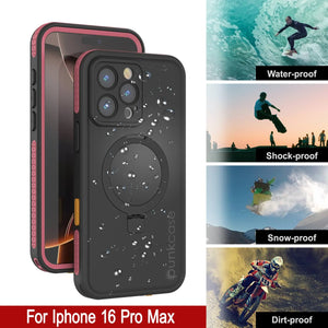 iPhone 16 Pro Max Waterproof Case [Kickstud 2.0 Series] Protective IP68 Cover W/Screen Protector & Kickstand [Pink]