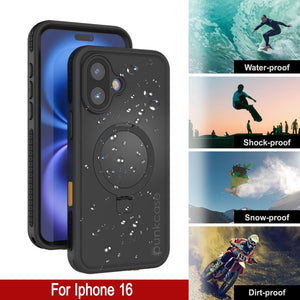 iPhone 16 Waterproof Case [Kickstud 2.0 Series] Protective IP68 Cover W/Screen Protector & Kickstand [Black]