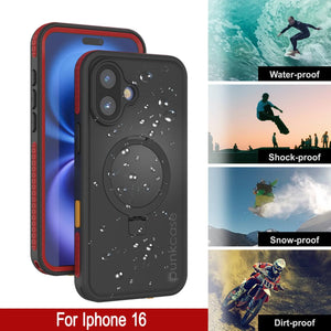 iPhone 16 Waterproof Case [Kickstud 2.0 Series] Protective IP68 Cover W/Screen Protector & Kickstand [Red]