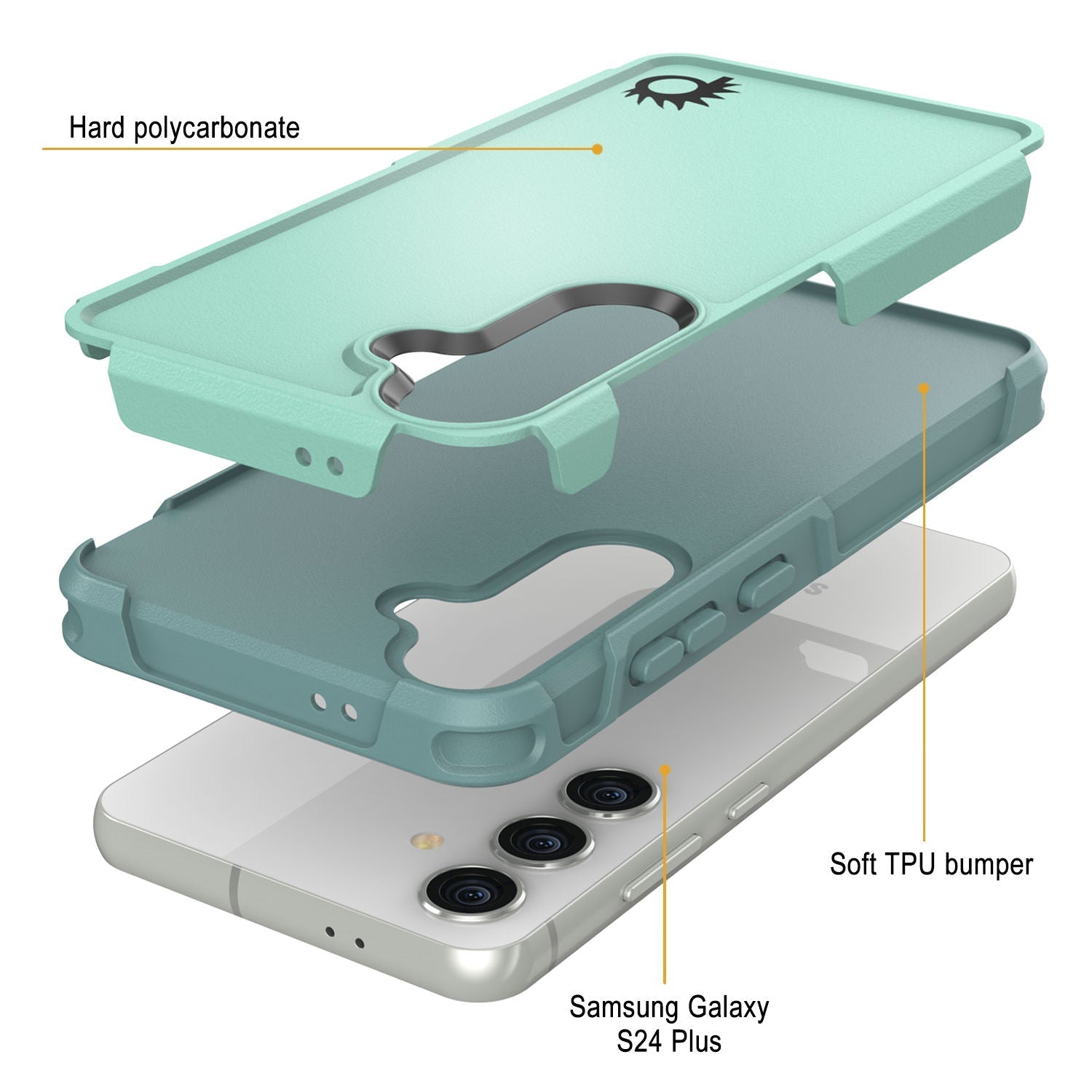 PunkCase Galaxy S25+ Plus Case, [Spartan 2.0 Series] Clear Rugged Heavy Duty Cover [Teal]