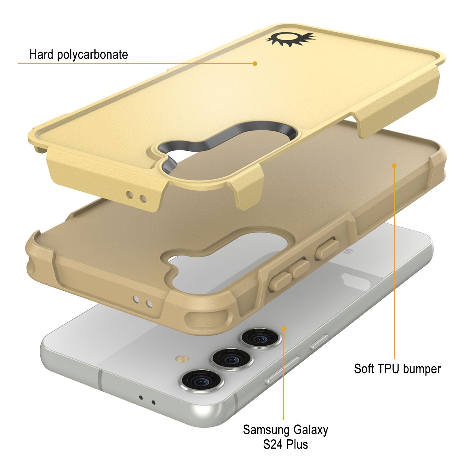 PunkCase Galaxy S25+ Plus Case, [Spartan 2.0 Series] Clear Rugged Heavy Duty Cover [Yellow]