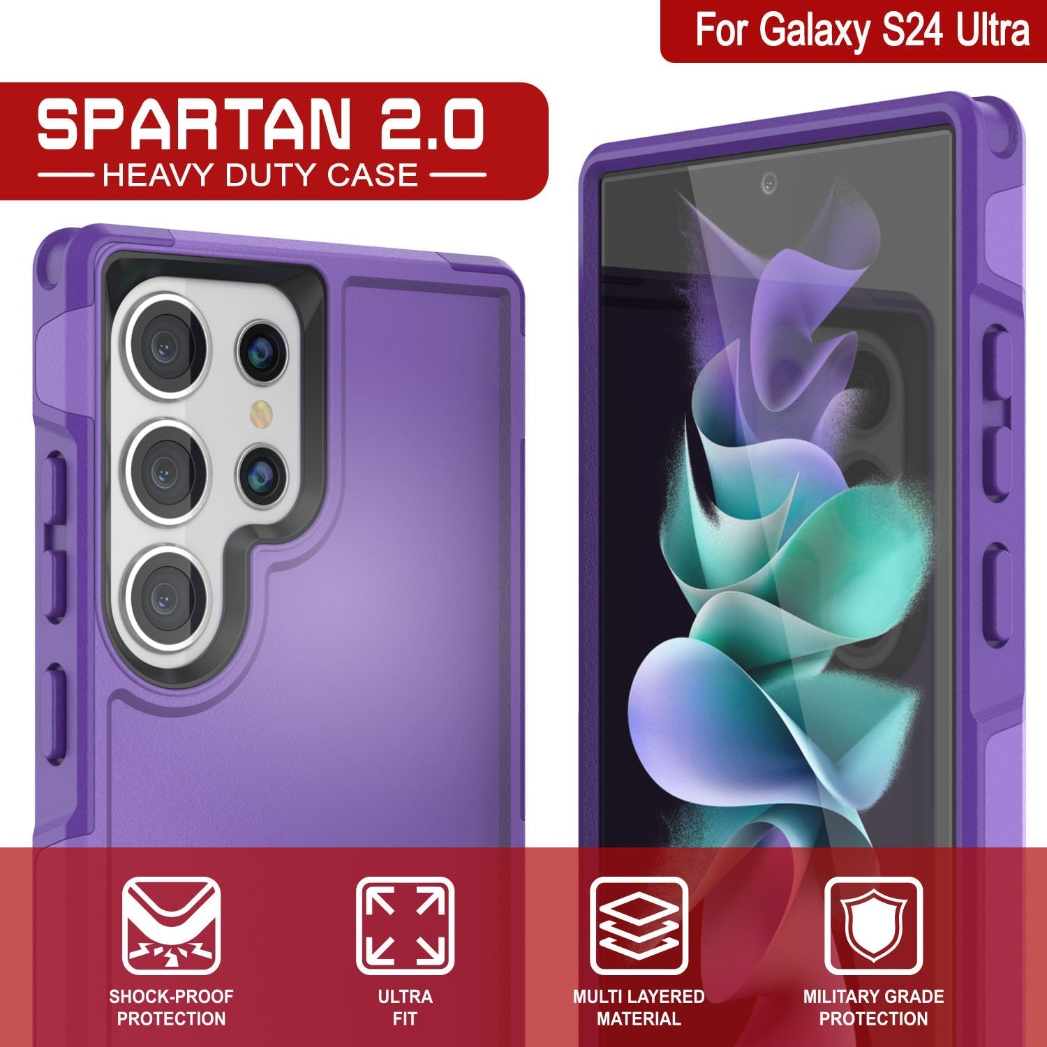 PunkCase Galaxy S25 Ultra Case, [Spartan 2.0 Series] Clear Rugged Heavy Duty Cover [Purple]