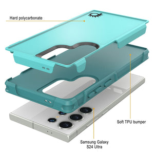 PunkCase Galaxy S25 Ultra Case, [Spartan 2.0 Series] Clear Rugged Heavy Duty Cover [Light Blue]