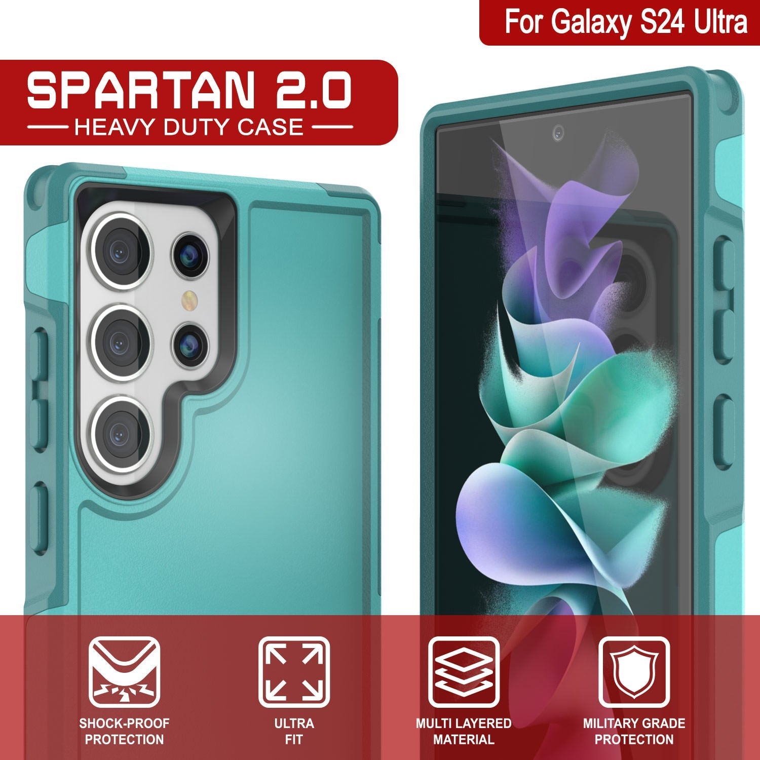 PunkCase Galaxy S25 Ultra Case, [Spartan 2.0 Series] Clear Rugged Heavy Duty Cover [Light Blue]