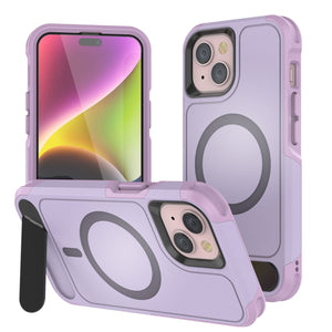 PunkCase iPhone 14 Case, [Spartan X Series] Rugged Heavy Duty Cover W/Kickstand+MagRing [lilac]