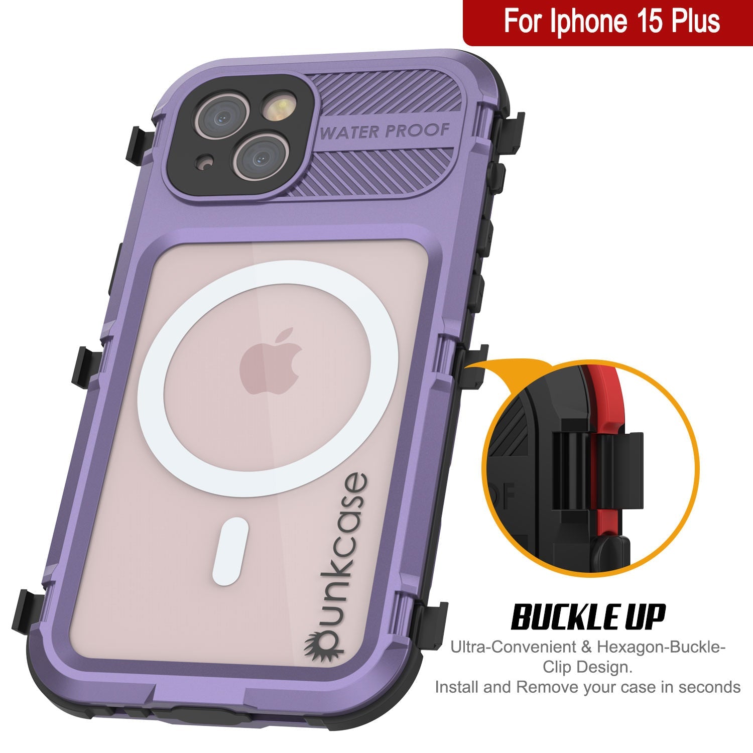 iPhone 16 Plus Metal Extreme 2.0 Series Aluminum Waterproof Case IP68 W/Buillt in Screen Protector [Purple]