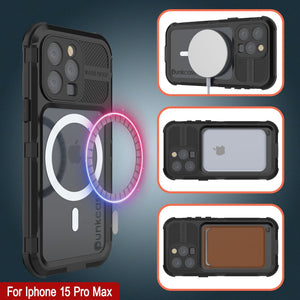 iPhone 16 Pro Max Metal Extreme 2.0 Series Aluminum Waterproof Case IP68 W/Buillt in Screen Protector [Black]