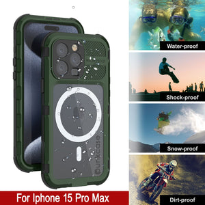 iPhone 16 Pro Max Metal Extreme 2.0 Series Aluminum Waterproof Case IP68 W/Buillt in Screen Protector [Dark Green]