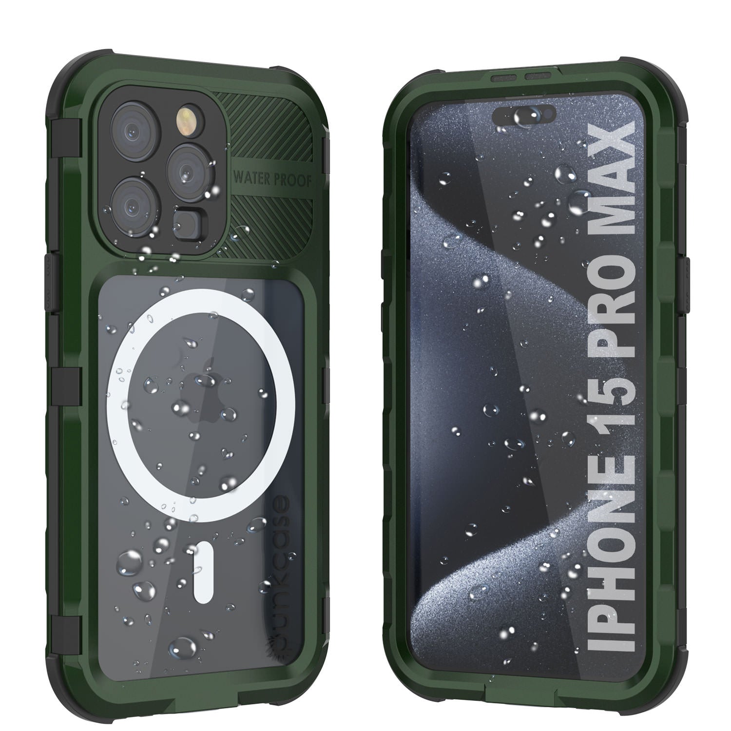 iPhone 16 Pro Max Metal Extreme 2.0 Series Aluminum Waterproof Case IP68 W/Buillt in Screen Protector [Dark Green]