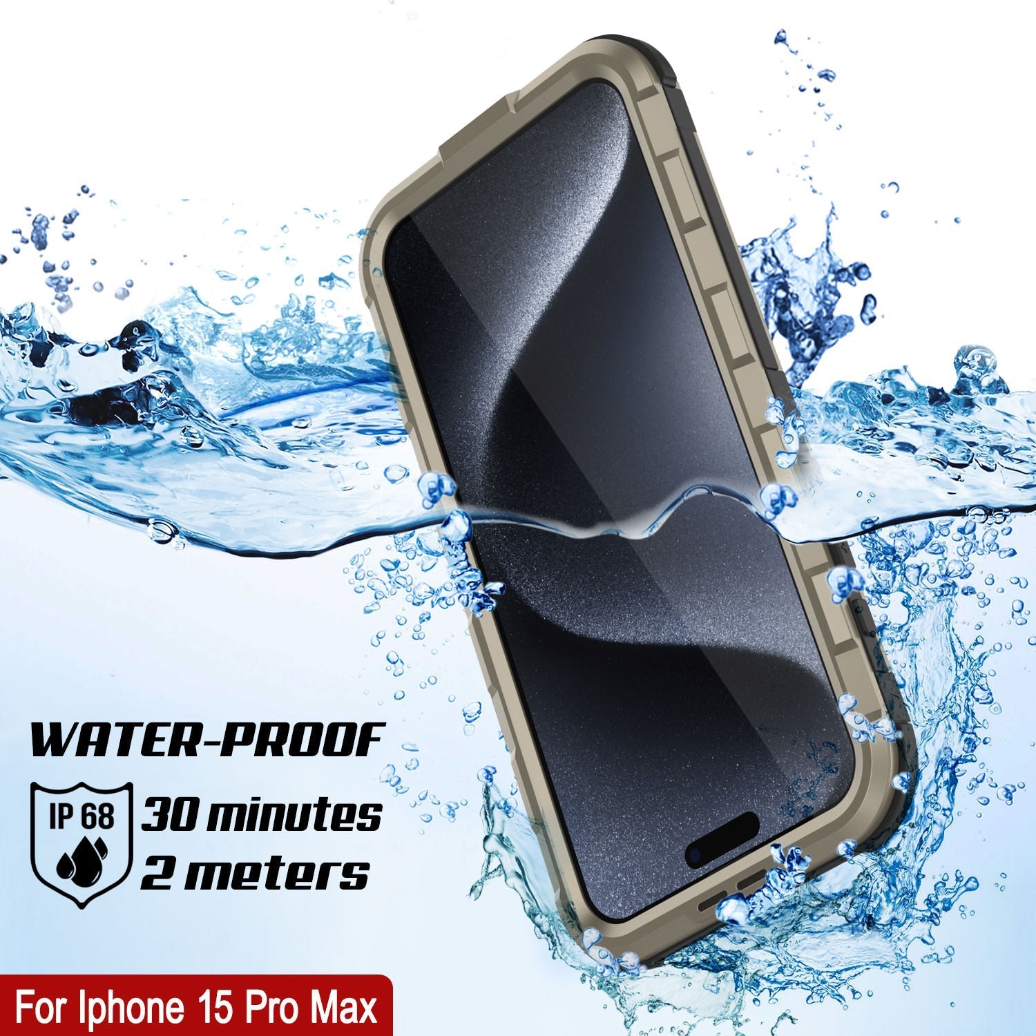 iPhone 16 Pro Max Metal Extreme 2.0 Series Aluminum Waterproof Case IP68 W/Buillt in Screen Protector [Gold]