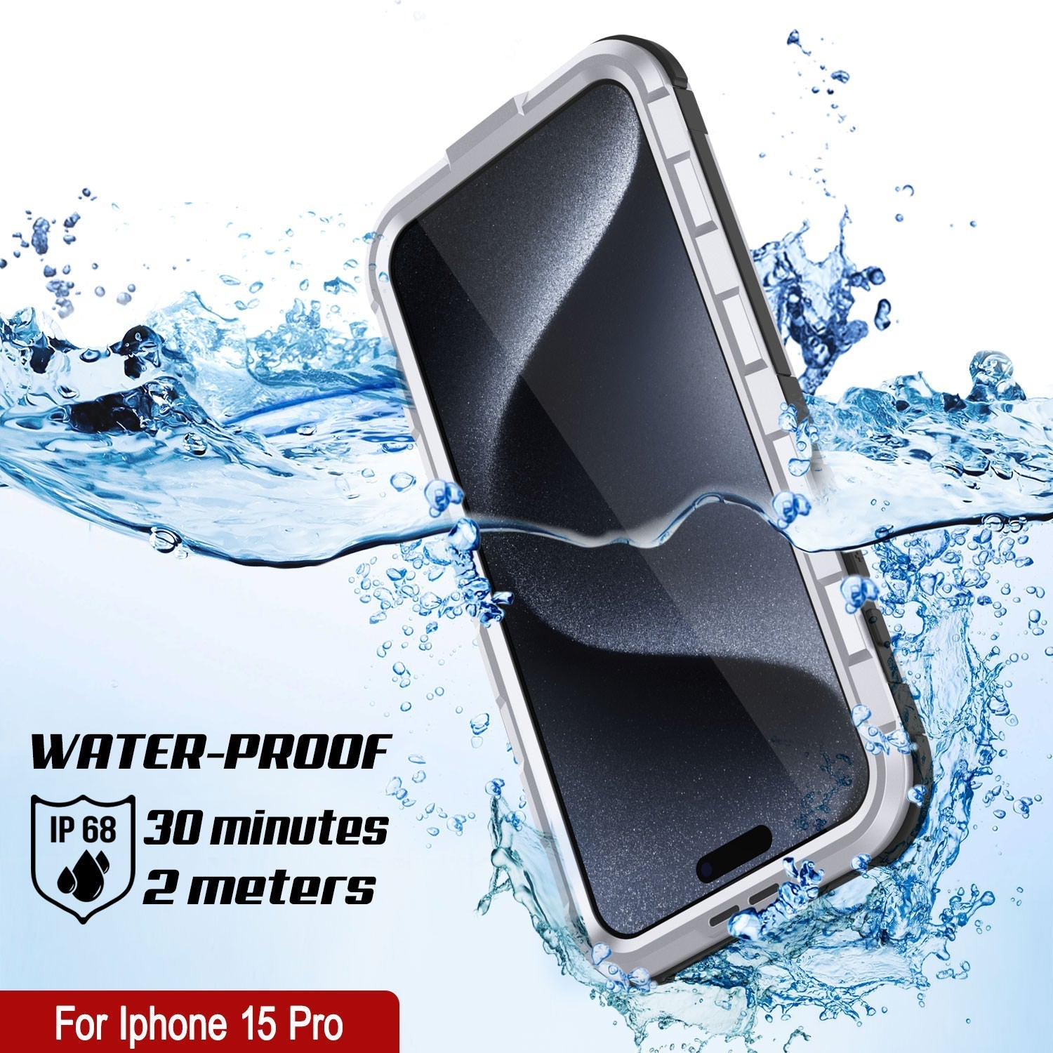 iPhone 16 Pro Metal Extreme 2.0 Series Aluminum Waterproof Case IP68 W/Buillt in Screen Protector [White]