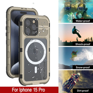 iPhone 16 Pro Metal Extreme 2.0 Series Aluminum Waterproof Case IP68 W/Buillt in Screen Protector [Gold]