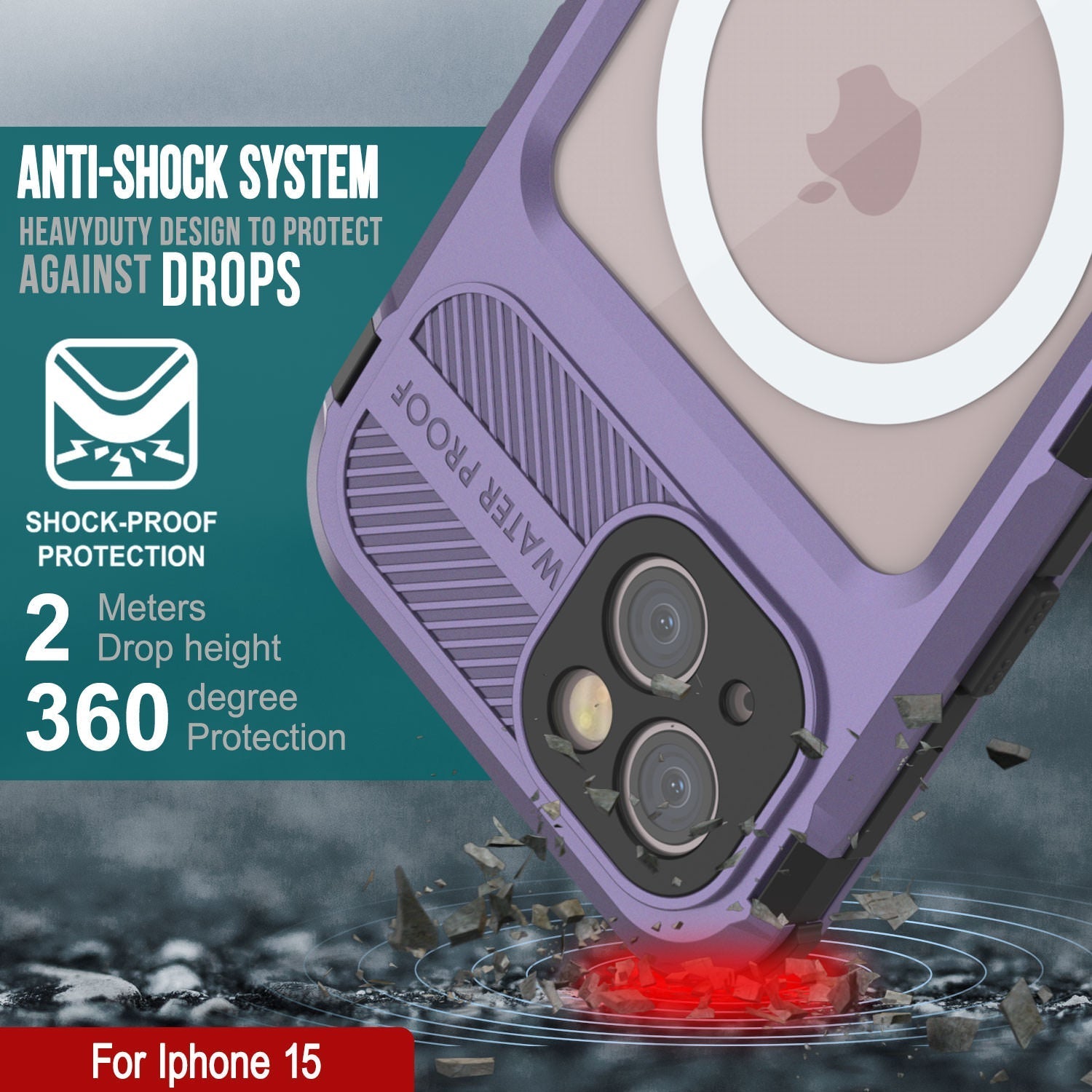 iPhone 16 Metal Extreme 2.0 Series Aluminum Waterproof Case IP68 W/Buillt in Screen Protector [Purple]