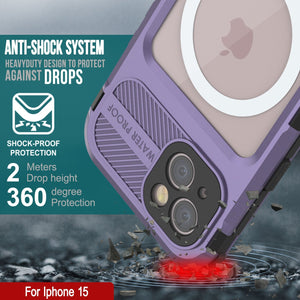 iPhone 16 Metal Extreme 2.0 Series Aluminum Waterproof Case IP68 W/Buillt in Screen Protector [Purple]