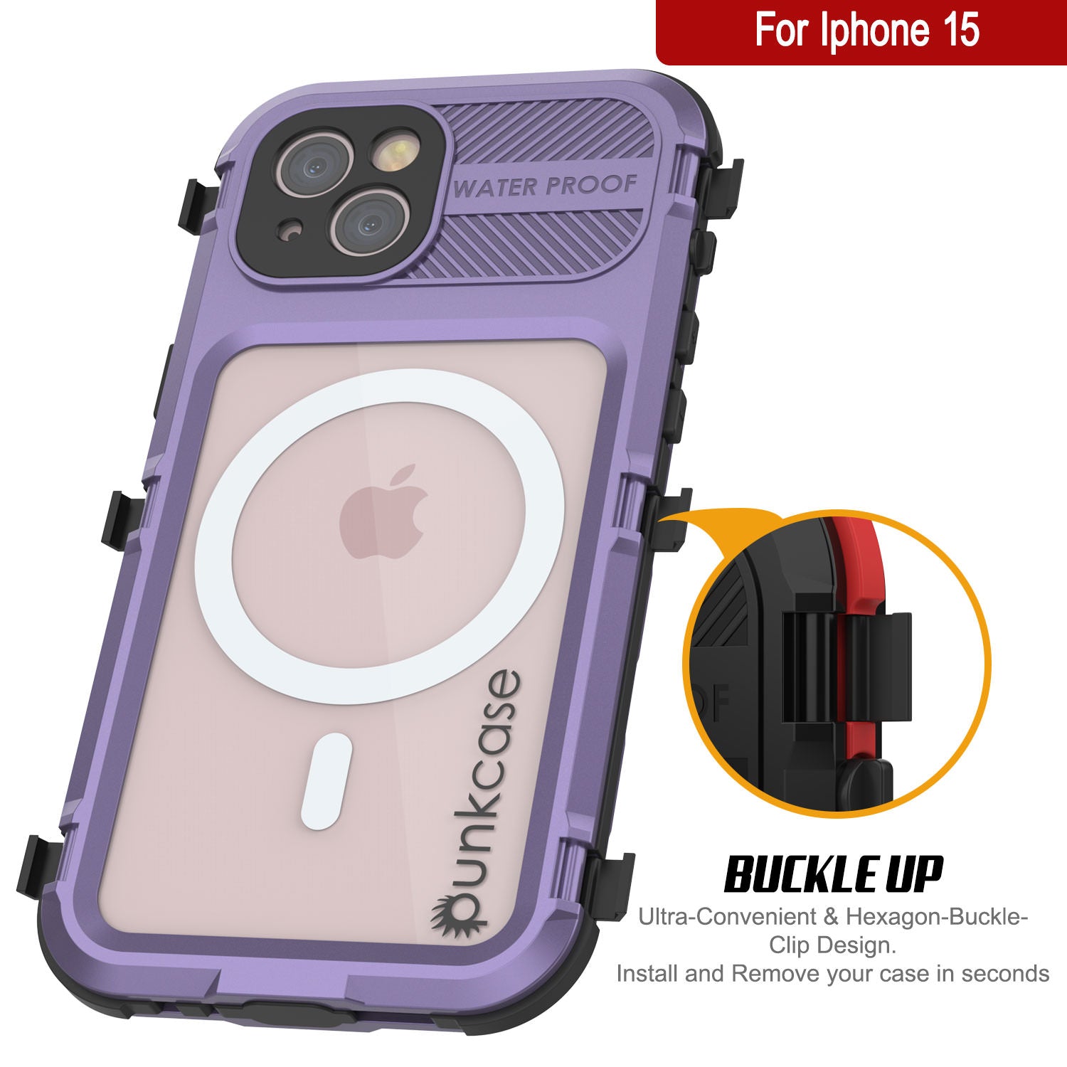 iPhone 16 Metal Extreme 2.0 Series Aluminum Waterproof Case IP68 W/Buillt in Screen Protector [Purple]