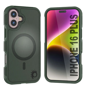 PunkCase iPhone 16 Plus Case, [Spartan 2.0 Series] Clear Rugged Heavy Duty Cover W/Built in Screen Protector [dark green]