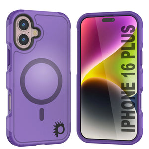 PunkCase iPhone 16 Plus Case, [Spartan 2.0 Series] Clear Rugged Heavy Duty Cover W/Built in Screen Protector [purple]