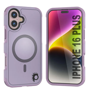 PunkCase iPhone 16 Plus Case, [Spartan 2.0 Series] Clear Rugged Heavy Duty Cover W/Built in Screen Protector [lilac]