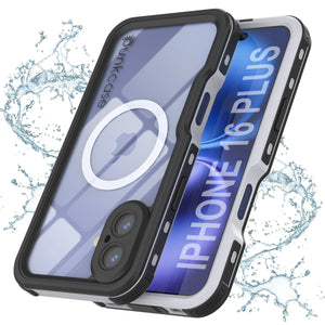 iPhone 16 Plus Waterproof IP68 Case, Punkcase [White] [StudStar Series] [Slim Fit] [Dirtproof]