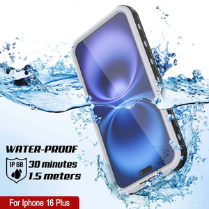 iPhone 16 Plus Waterproof IP68 Case, Punkcase [White] [StudStar Series] [Slim Fit] [Dirtproof]