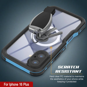 iPhone 16 Plus Waterproof IP68 Case, Punkcase [Light blue] [StudStar Series] [Slim Fit] [Dirtproof]