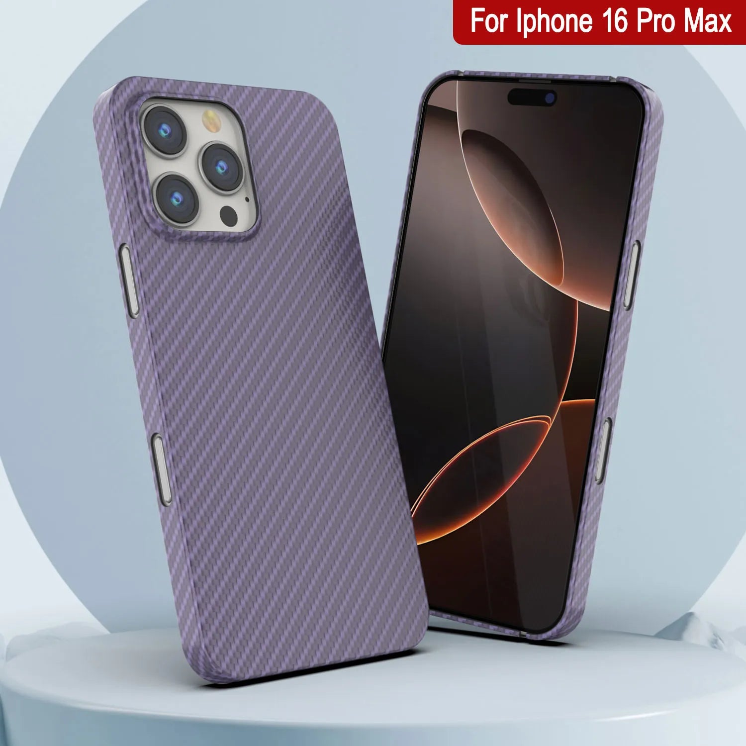 Punkcase iPhone 16 Pro Max Carbon Fiber Case [AramidShield Series] Ultra Slim & Light Kevlar [Lilac]