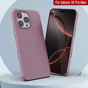 Punkcase iPhone 16 Pro Max Carbon Fiber Case [AramidShield Series] Ultra Slim & Light Kevlar [Pink]