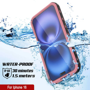 iPhone 16 Waterproof IP68 Case, Punkcase [Pink] [StudStar Series] [Slim Fit] [Dirtproof]