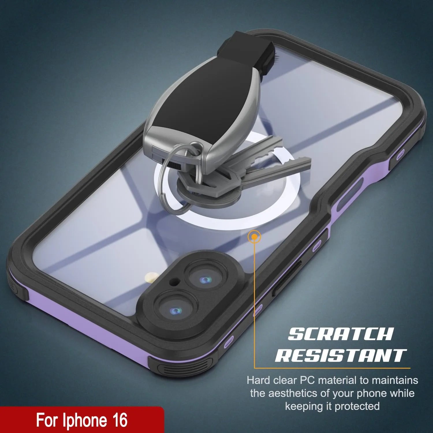 iPhone 16 Waterproof IP68 Case, Punkcase [Lilac] [StudStar Series] [Slim Fit] [Dirtproof]