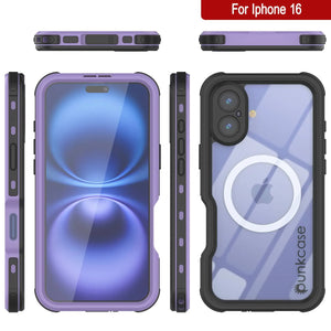 iPhone 16 Waterproof IP68 Case, Punkcase [Lilac] [StudStar Series] [Slim Fit] [Dirtproof]